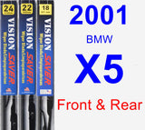 Front & Rear Wiper Blade Pack for 2001 BMW X5 - Vision Saver