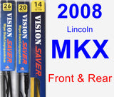 Front & Rear Wiper Blade Pack for 2008 Lincoln MKX - Vision Saver