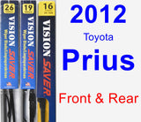 Front & Rear Wiper Blade Pack for 2012 Toyota Prius - Vision Saver