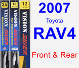 Front & Rear Wiper Blade Pack for 2007 Toyota RAV4 - Vision Saver