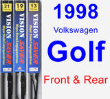 Front & Rear Wiper Blade Pack for 1998 Volkswagen Golf - Vision Saver