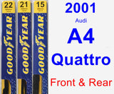Front & Rear Wiper Blade Pack for 2001 Audi A4 Quattro - Premium