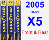Front & Rear Wiper Blade Pack for 2005 BMW X5 - Premium