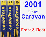 Front & Rear Wiper Blade Pack for 2001 Dodge Caravan - Premium