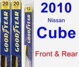 Front & Rear Wiper Blade Pack for 2010 Nissan Cube - Premium