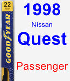 Passenger Wiper Blade for 1998 Nissan Quest - Premium