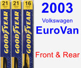 Front & Rear Wiper Blade Pack for 2003 Volkswagen EuroVan - Premium