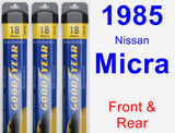 Front & Rear Wiper Blade Pack for 1985 Nissan Micra - Assurance