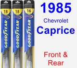 Front & Rear Wiper Blade Pack for 1985 Chevrolet Caprice - Hybrid
