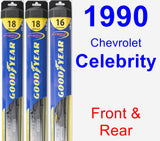 Front & Rear Wiper Blade Pack for 1990 Chevrolet Celebrity - Hybrid