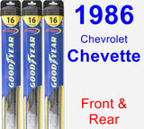 Front & Rear Wiper Blade Pack for 1986 Chevrolet Chevette - Hybrid