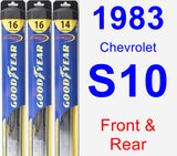 Front & Rear Wiper Blade Pack for 1983 Chevrolet S10 - Hybrid