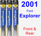 Front & Rear Wiper Blade Pack for 2001 Ford Explorer - Hybrid