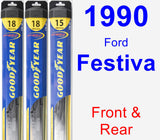 Front & Rear Wiper Blade Pack for 1990 Ford Festiva - Hybrid