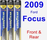 Front & Rear Wiper Blade Pack for 2009 Ford Focus - Hybrid