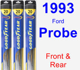 Front & Rear Wiper Blade Pack for 1993 Ford Probe - Hybrid