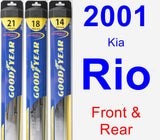 Front & Rear Wiper Blade Pack for 2001 Kia Rio - Hybrid