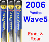 Front & Rear Wiper Blade Pack for 2006 Pontiac Wave5 - Hybrid
