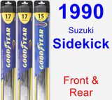 Front & Rear Wiper Blade Pack for 1990 Suzuki Sidekick - Hybrid