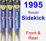 Front & Rear Wiper Blade Pack for 1995 Suzuki Sidekick - Hybrid