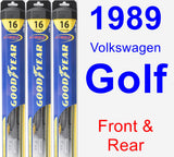 Front & Rear Wiper Blade Pack for 1989 Volkswagen Golf - Hybrid
