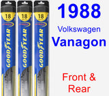 Front & Rear Wiper Blade Pack for 1988 Volkswagen Vanagon - Hybrid